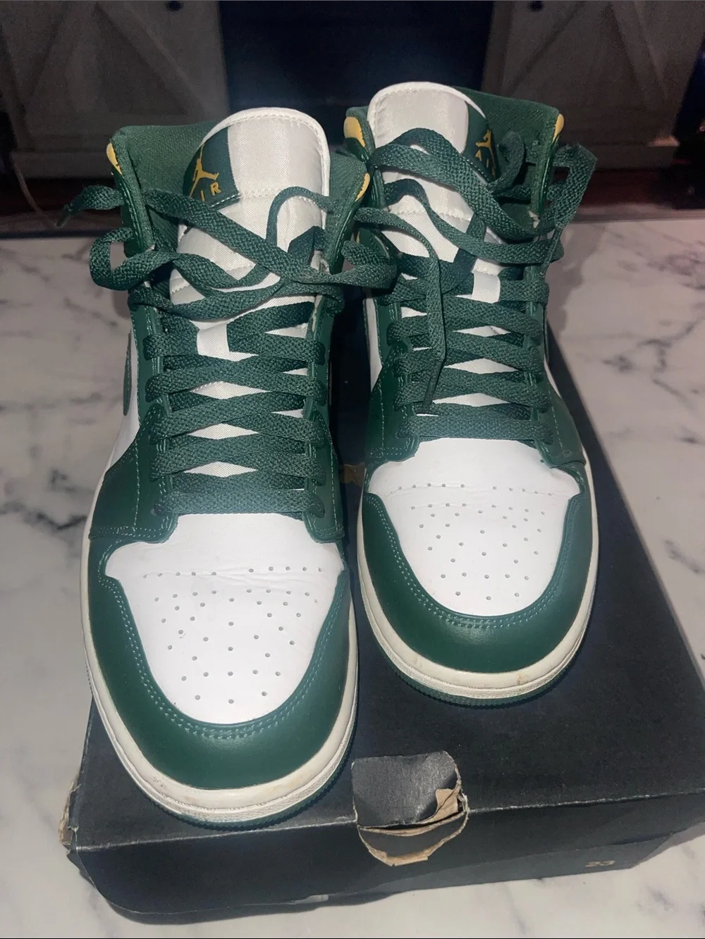 Nike Air Jordan 1 Mid White Green Yellow